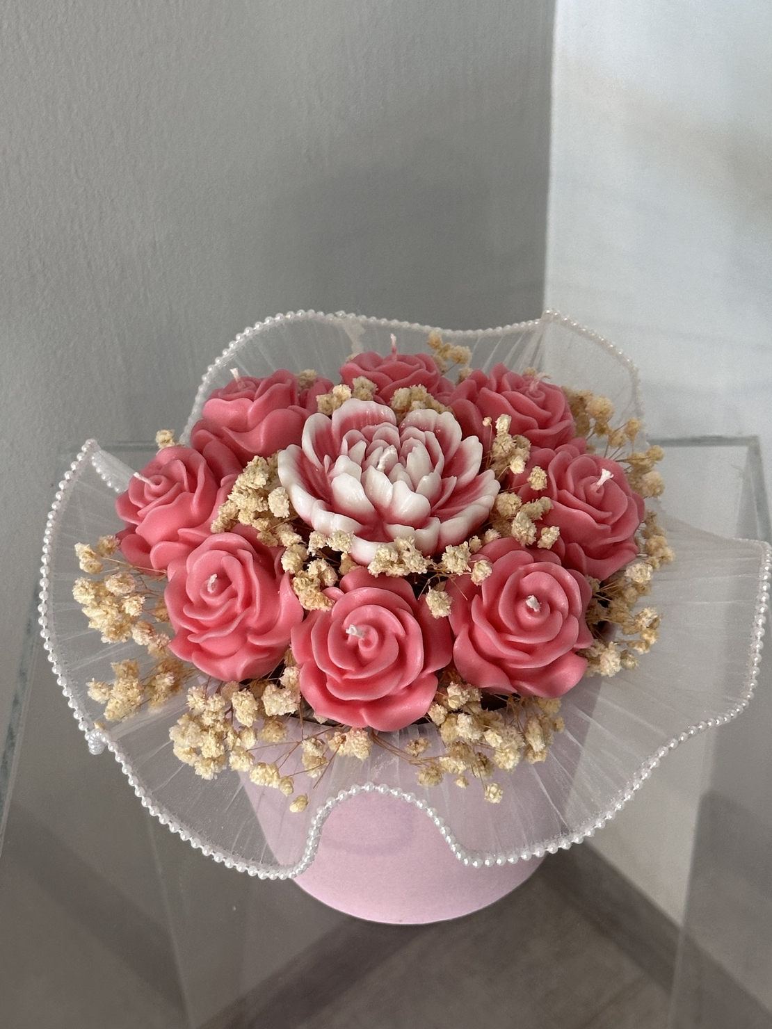 Натурални соеви свещи в розово