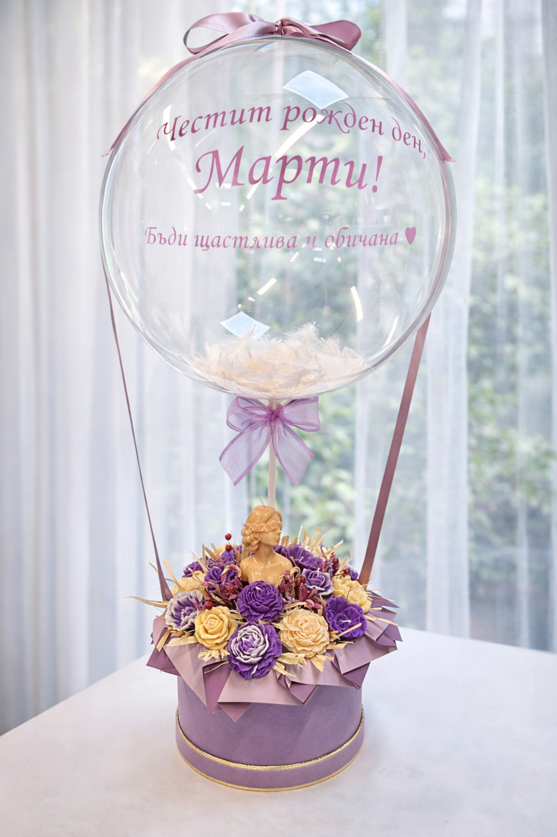 Кристален балон с соеви свещи в лилаво