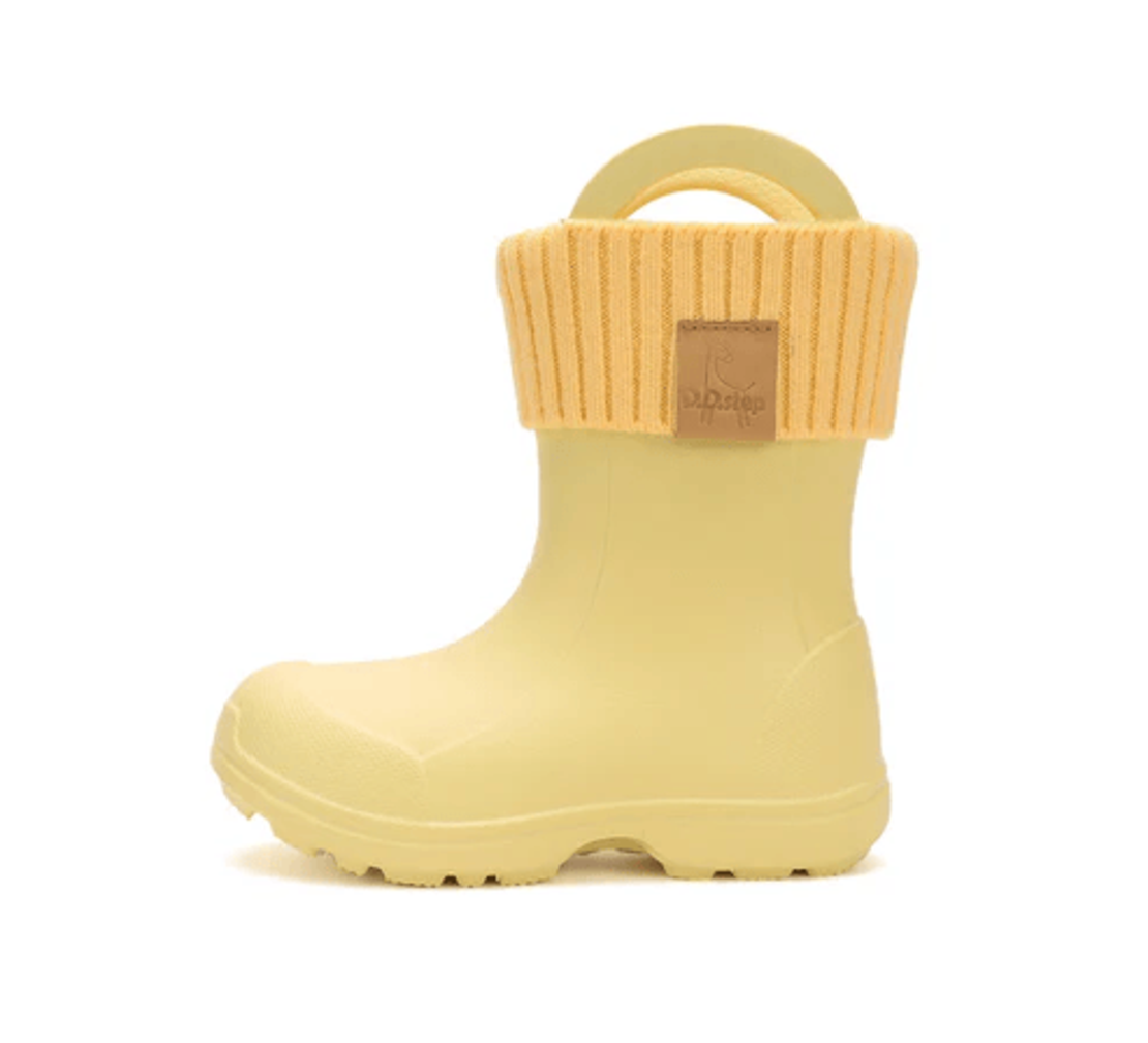 Детски каучукови ботуши за дъжд и сняг с подвижен чорап DD Step Жълти