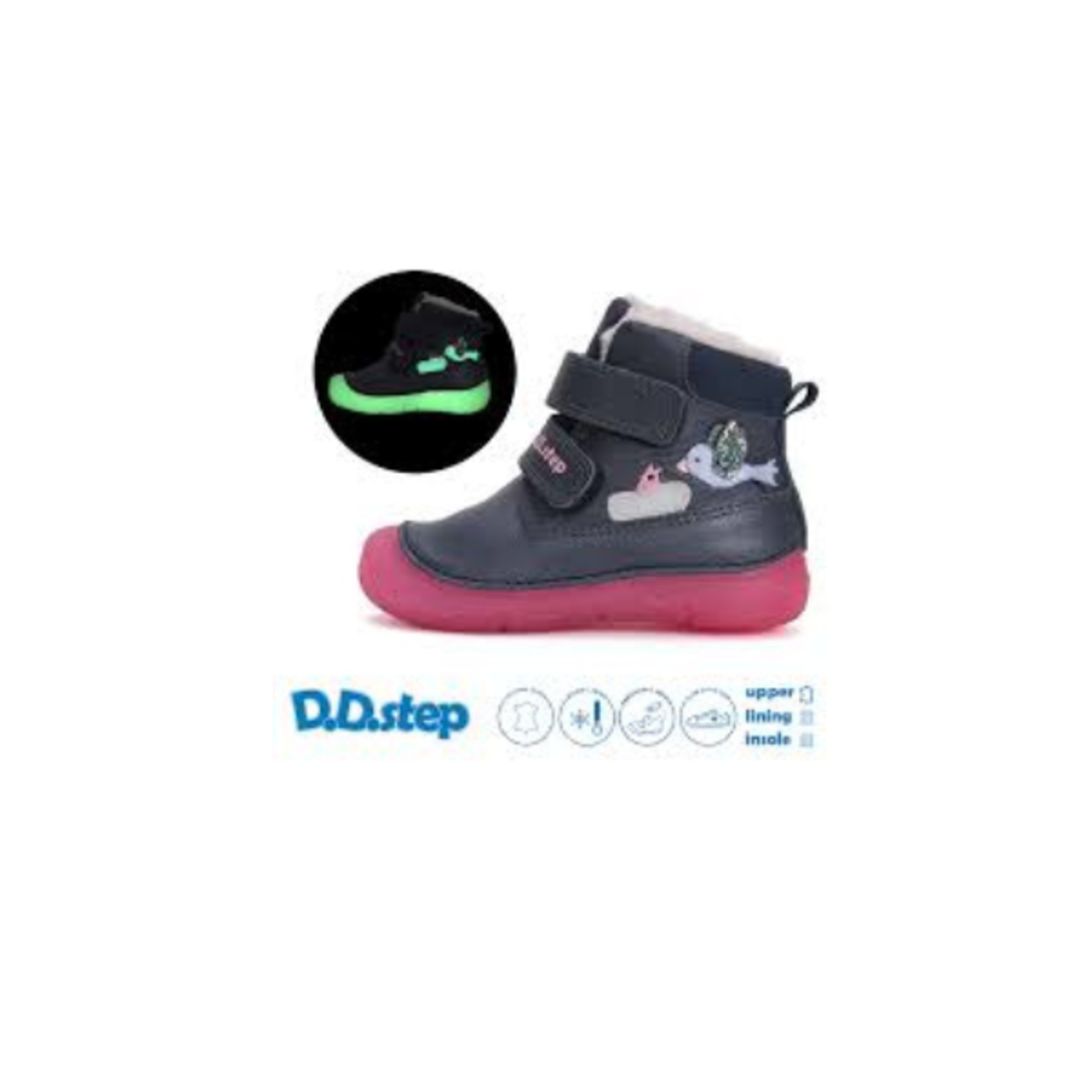 Детски зимни barefoot ботуши D.D.Step с естествена вълна w082-52314 25-30