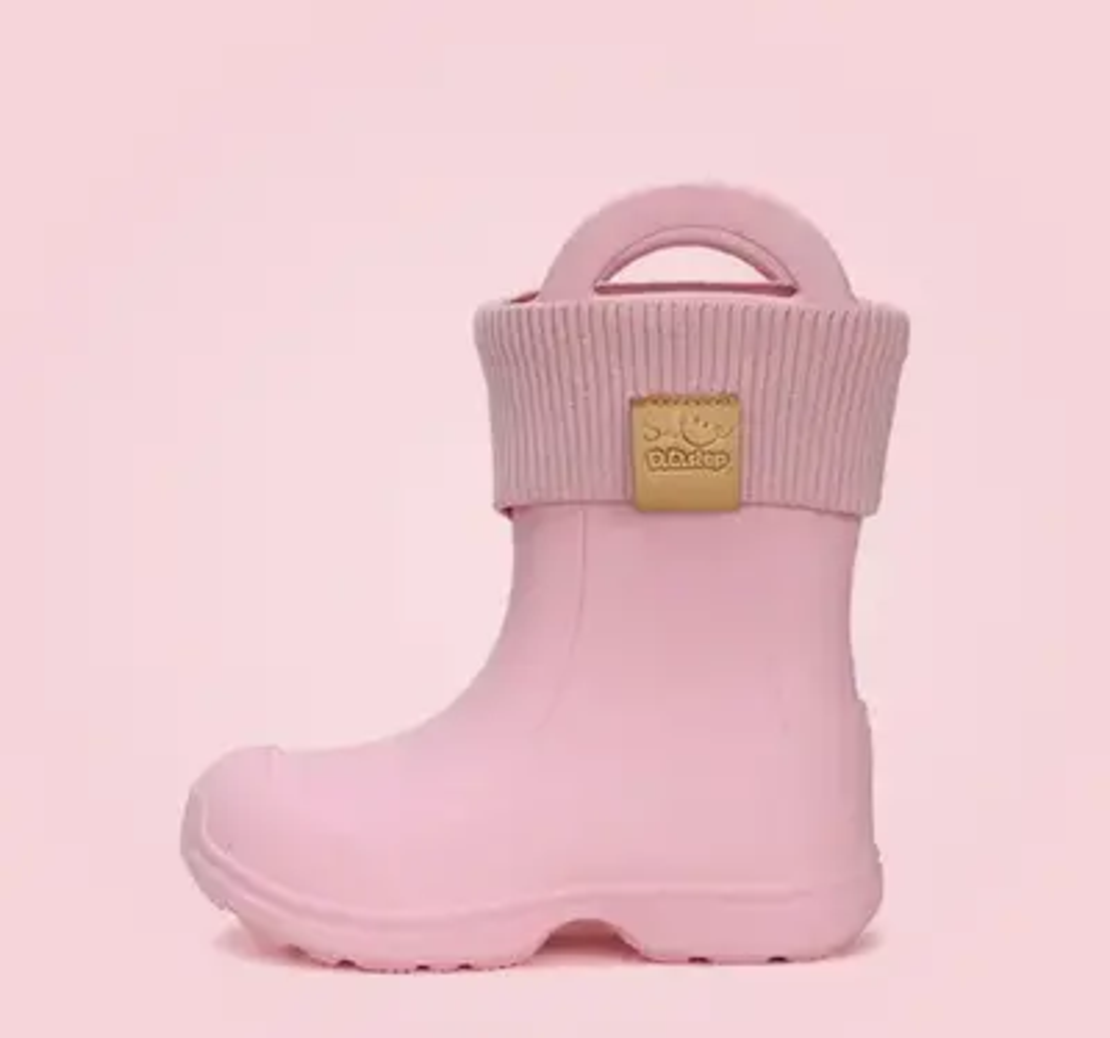Детски каучукови ботуши за дъжд и сняг с подвижен чорап DD Step Розови