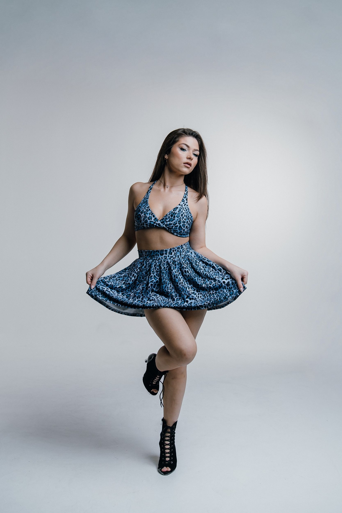 Синя спортна пола леопард - BLUE OBSESSION