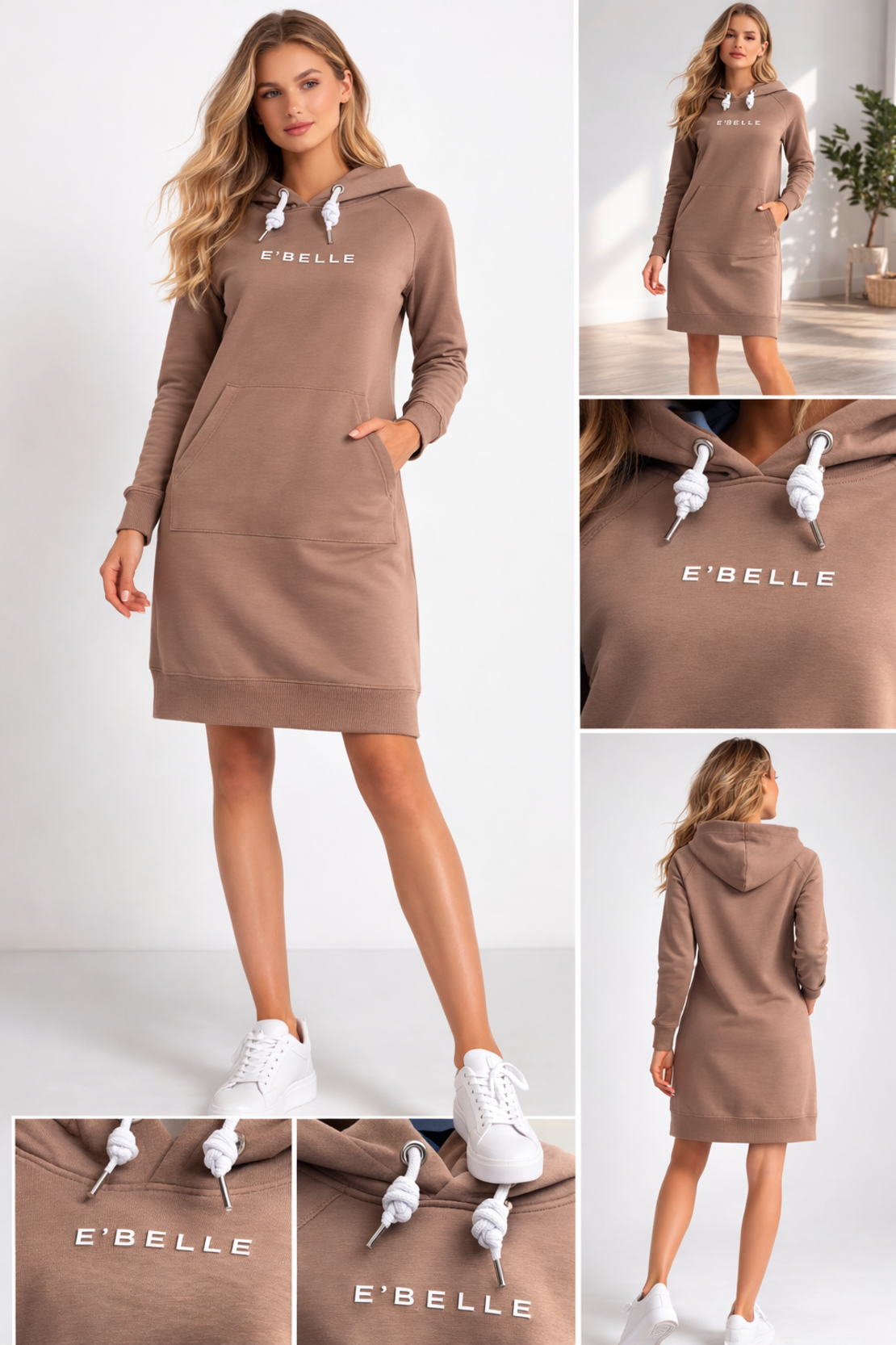 Спортно-елегантна рокля с качулка E'BELLE