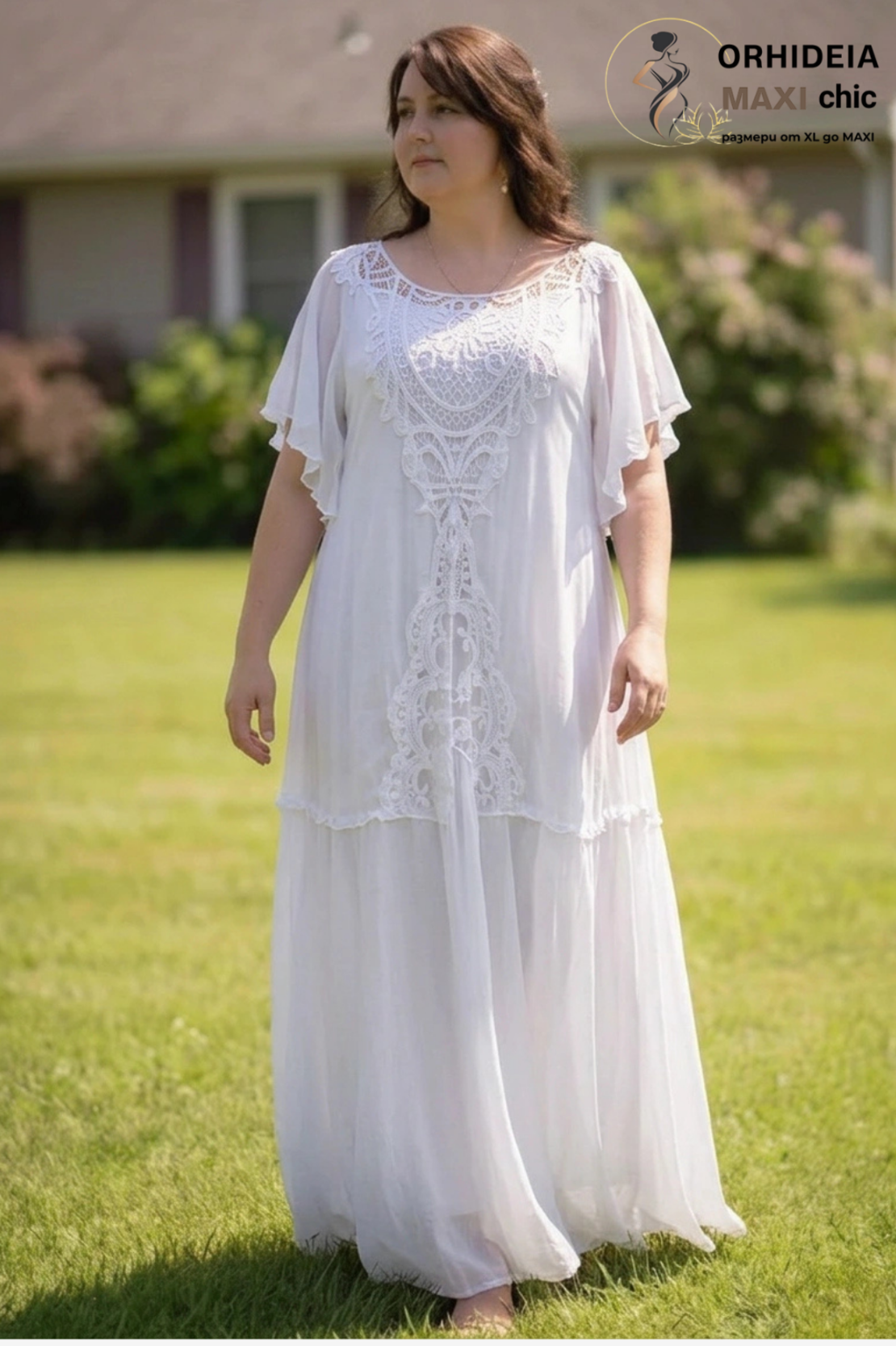 БЯЛА МАКСИ РОКЛЯ CHIC SHE С ДАНТЕЛА