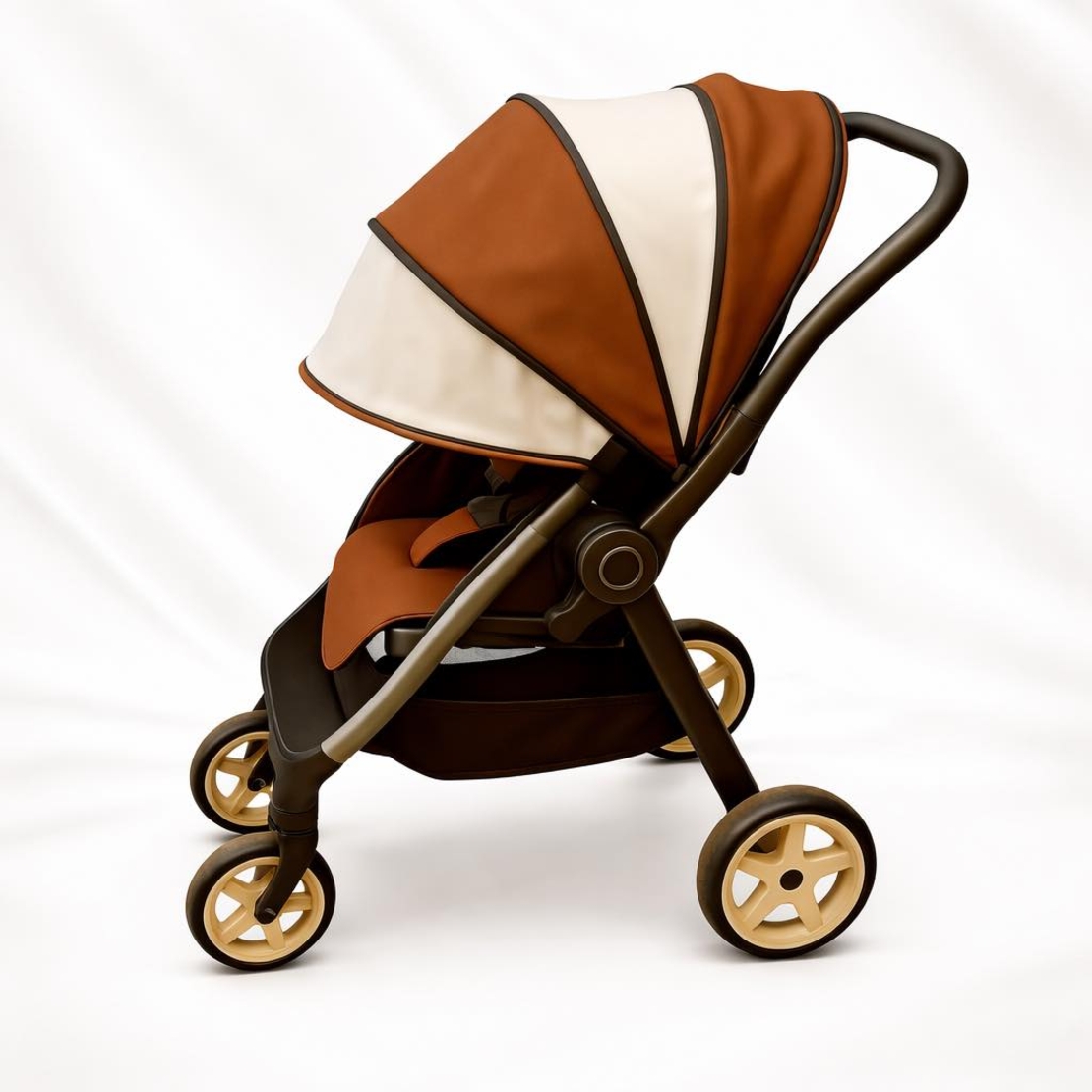 Стилен сенник за количка в кафяво и бяло