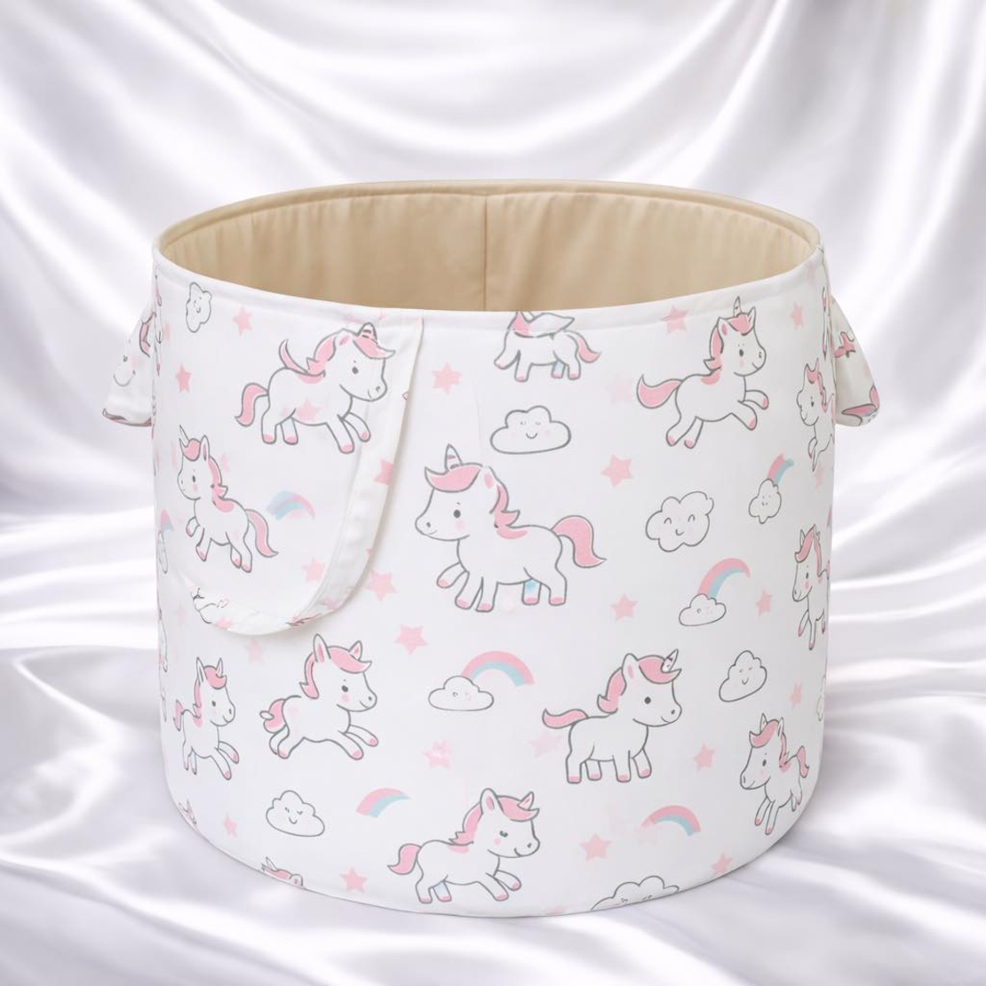 Удобен бебешки кош за играчки на еднорози