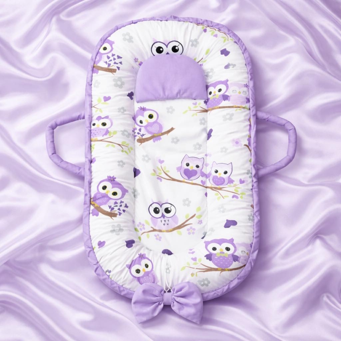 Бебешко гнездо с лилави бухали