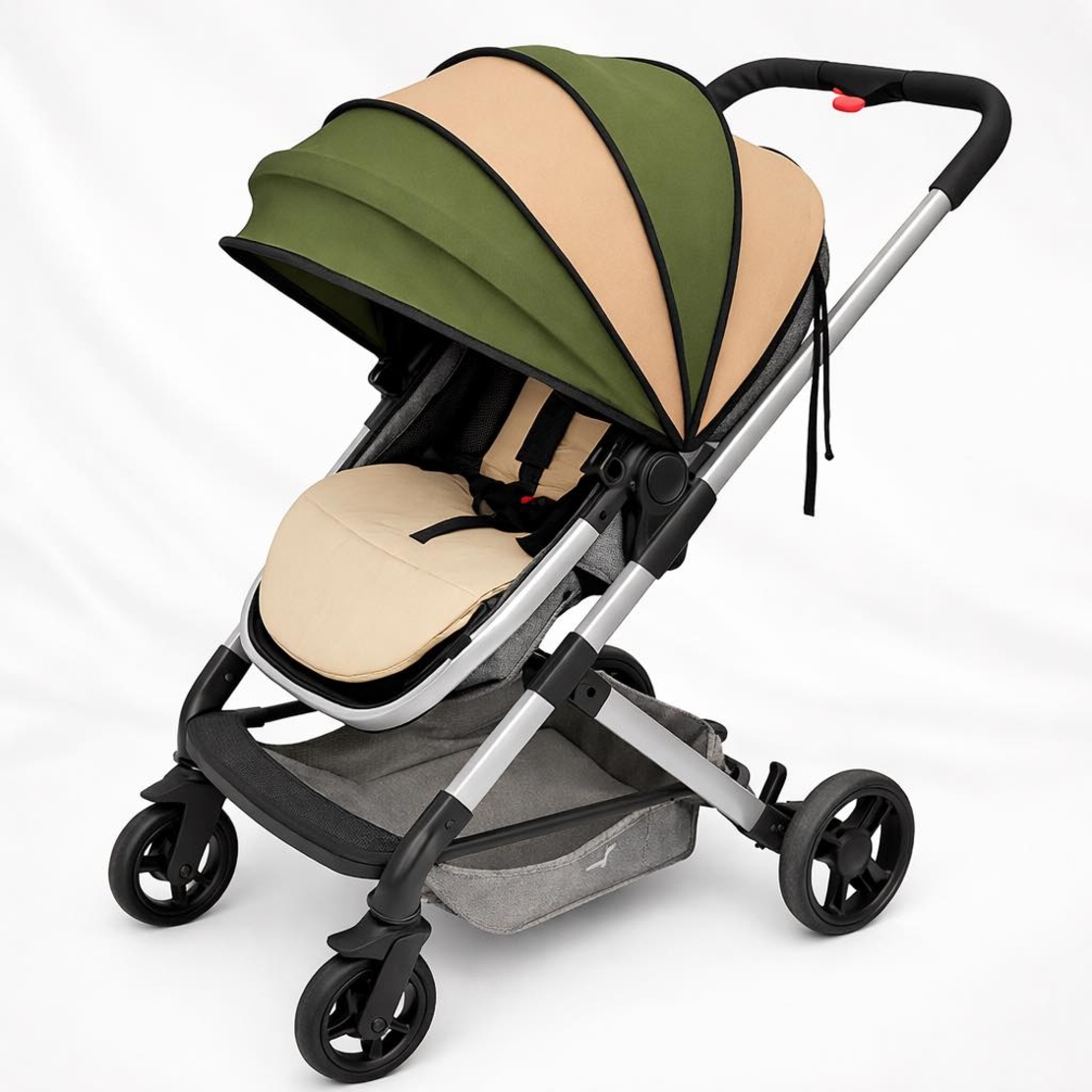 Стилен сенник за количка в бежово и зелено