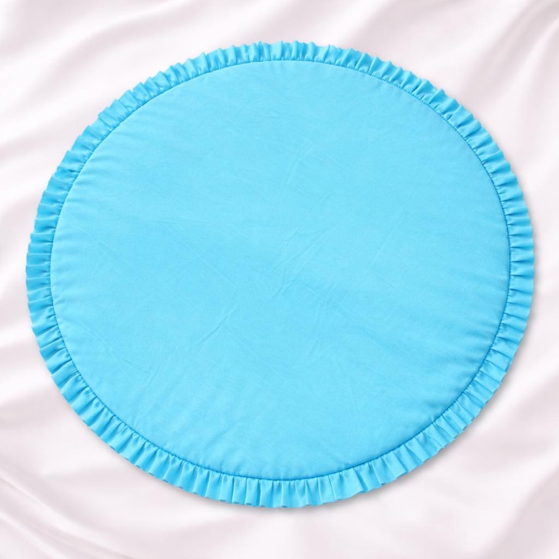 Меко кръгло килимче за бебе - синьо