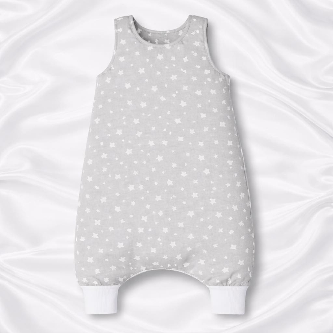 Бебешки спален чувал с крачета - сиви звезди