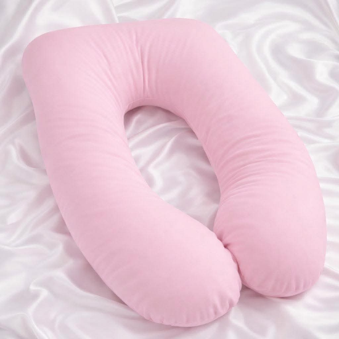 U-образна възглавница за бременни - розова