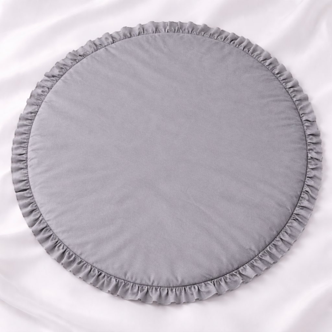 Меко кръгло килимче за бебe - сиво