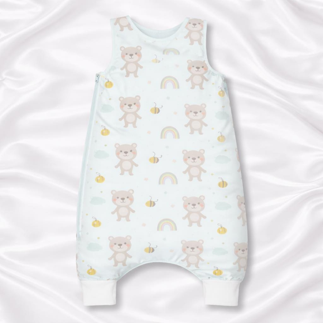 Бебешки спален чувал с крачета - мече с дъга