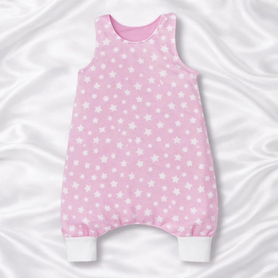 Бебешки спален чувал с крачета - розови звезди