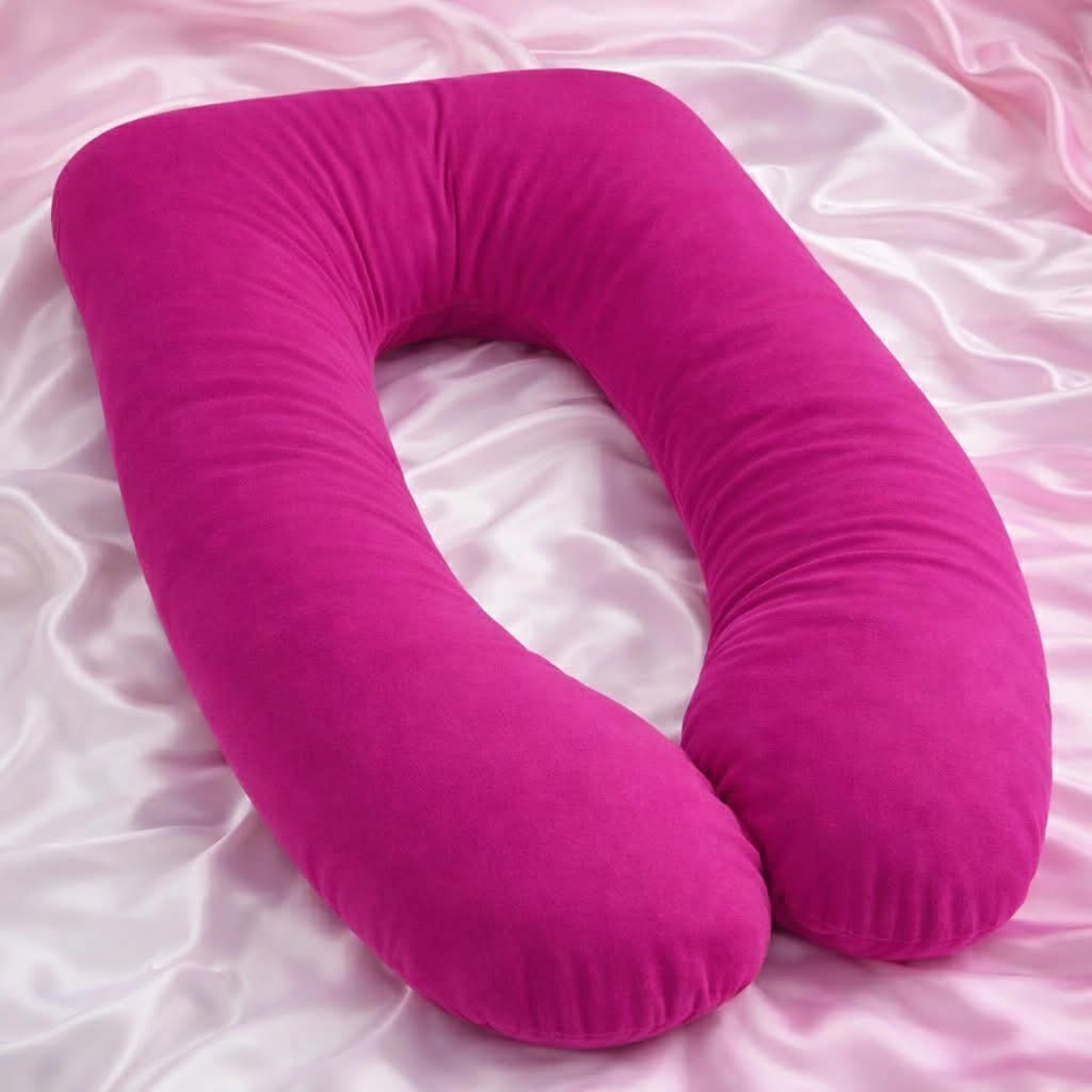 U-образна възглавница за бременни - цикламена