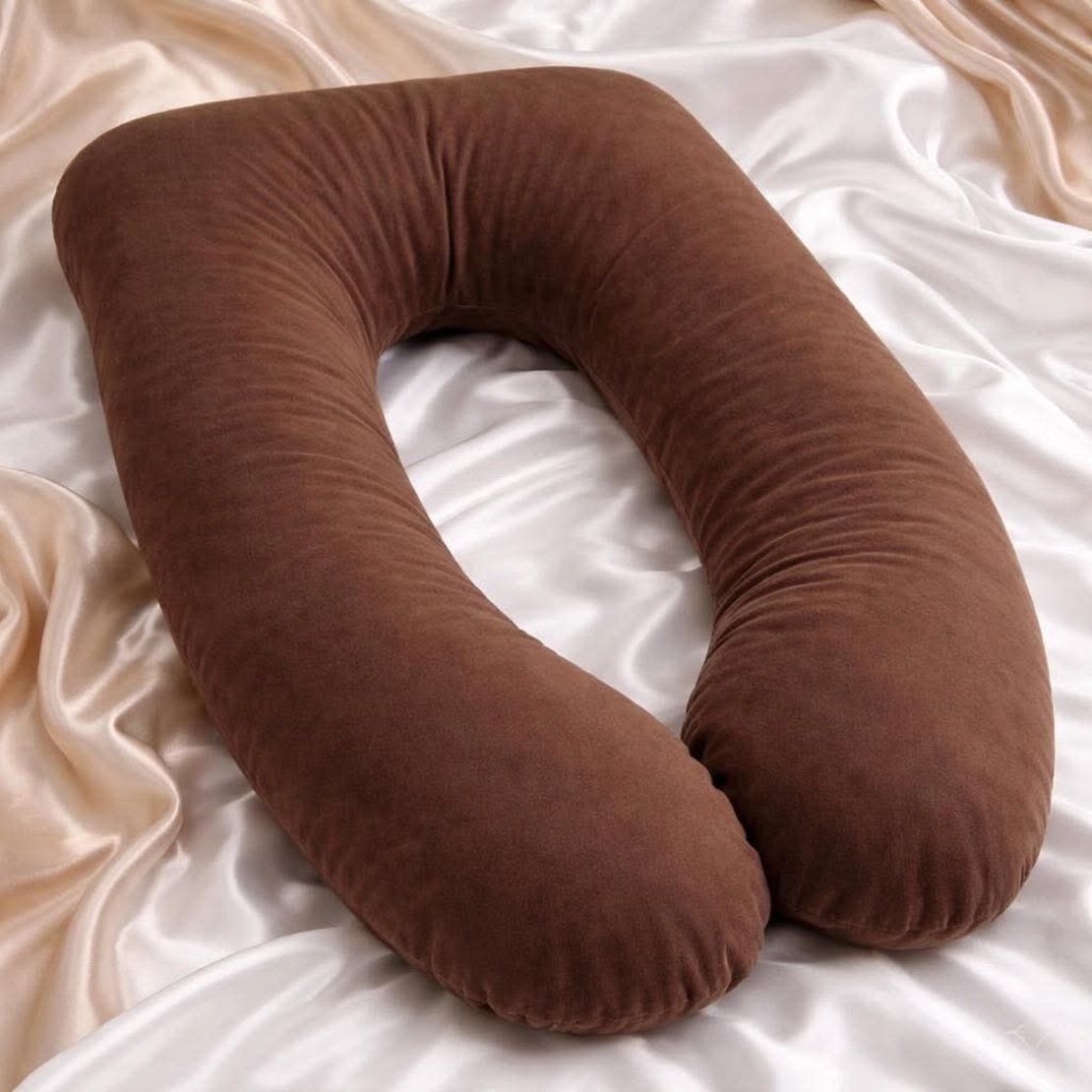 U-образна възглавница за бременни - кафява