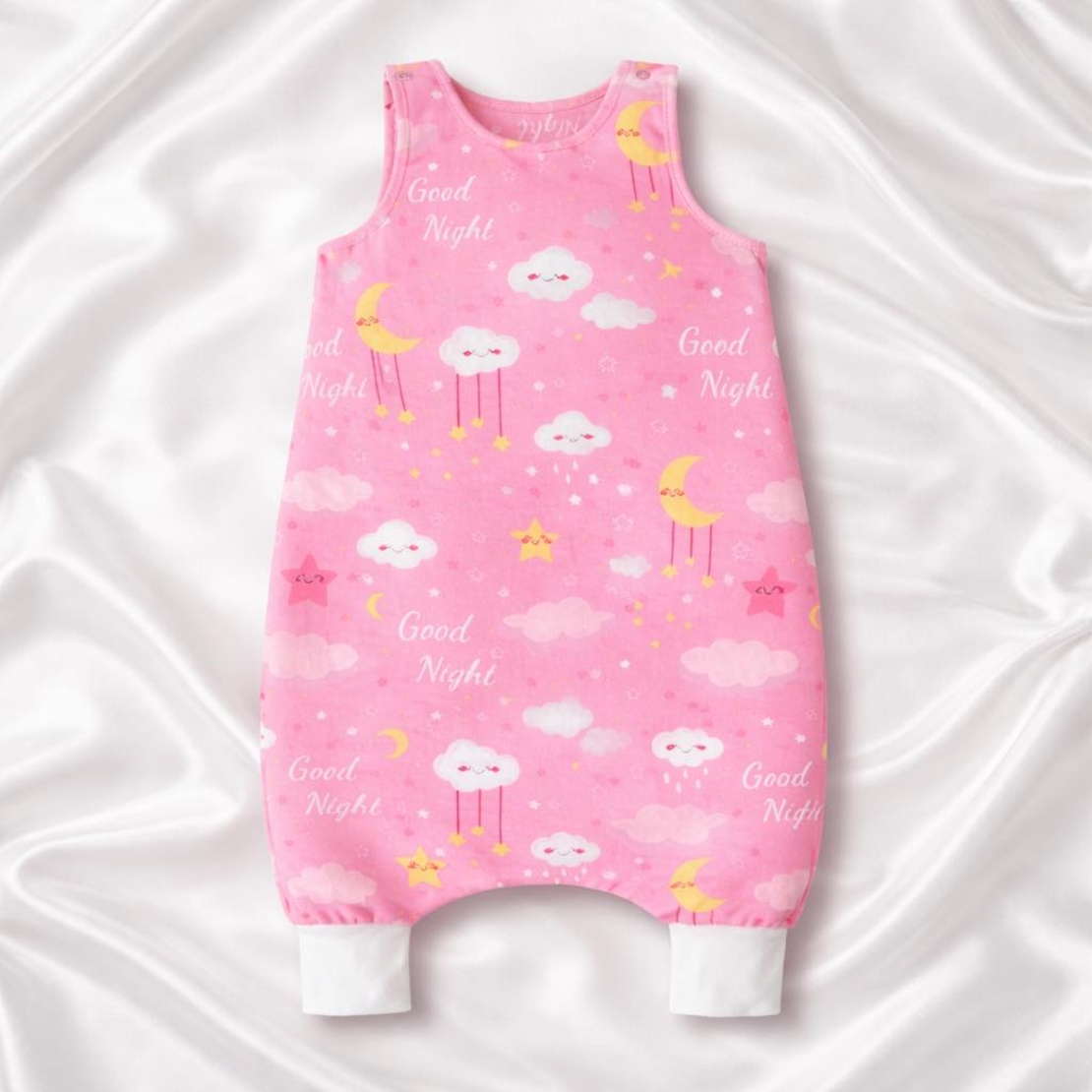 Бебешки спален чувал с крачета - розови облаци