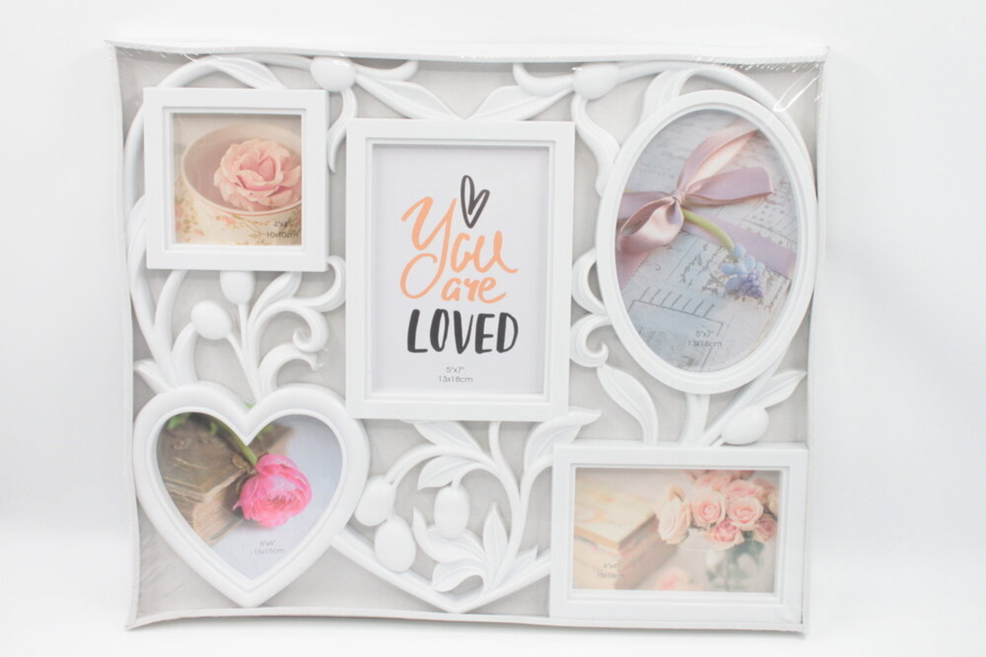 Рамка за 5 снимки - Сърце и Огледало