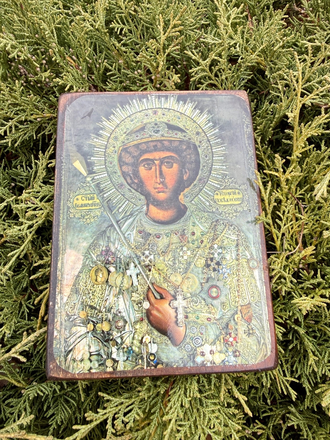 Икона на Св. Георги Победоносец – дървена, ръчна изработка