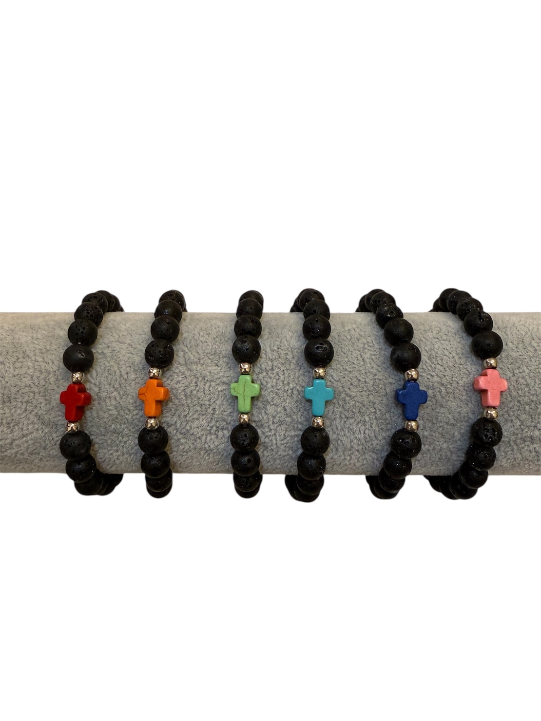 Гривна от вулканичен камък с цветен кръст