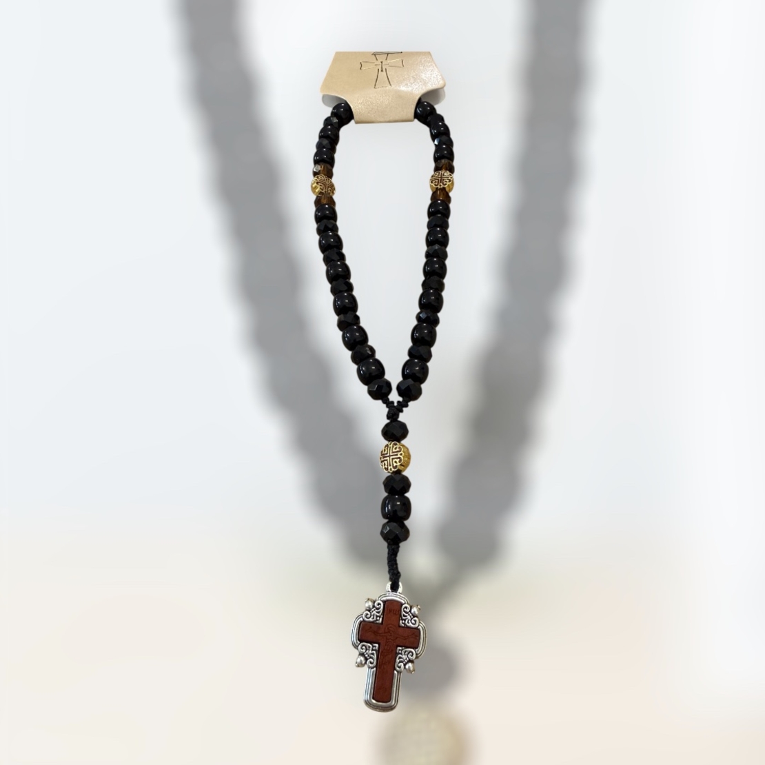 Дървена православна броеница с кръст и пискюл