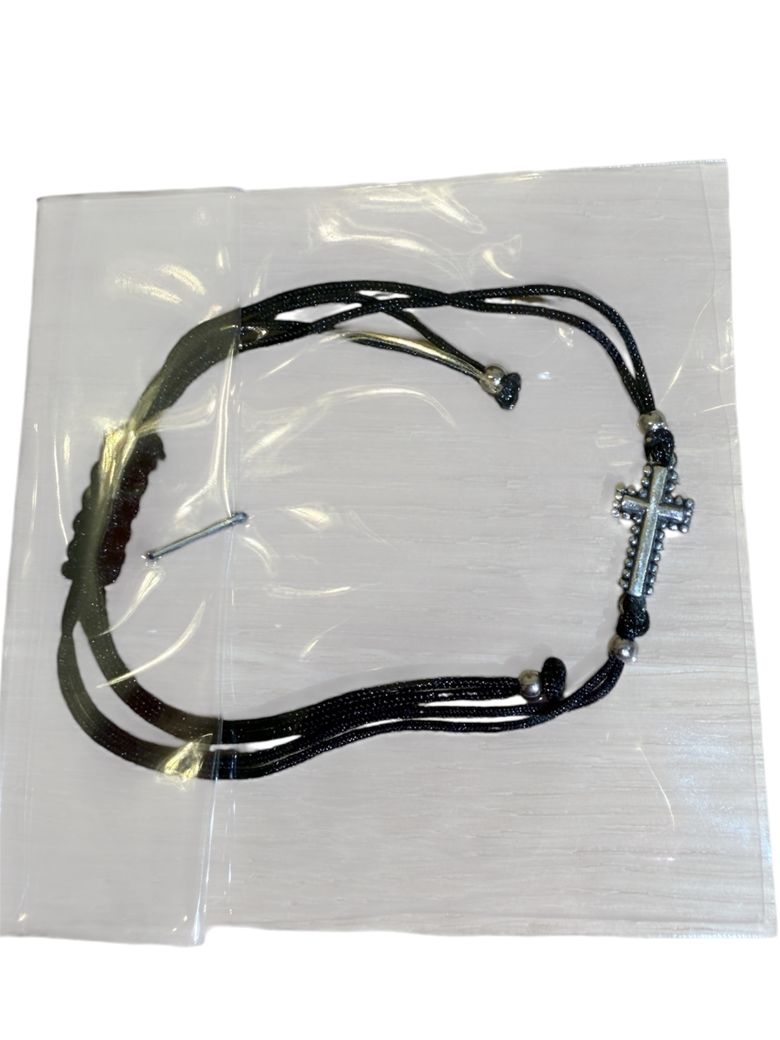 Сребърна гривна 925 с кръст и регулируема връзка