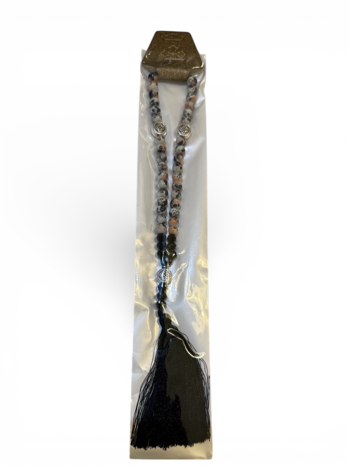 Православна броеница с естествени камъни и пискюл