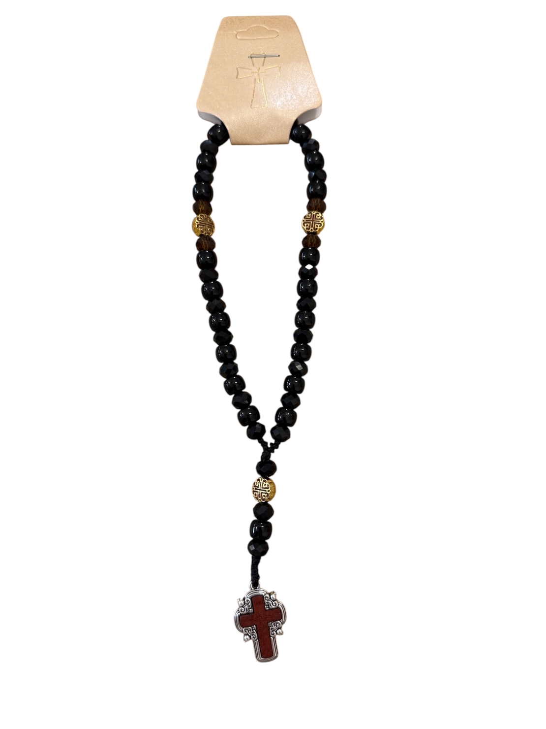 Дървена православна броеница с кръст и пискюл