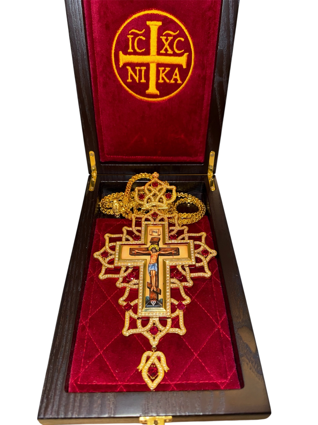 Архирейски нагръден кръст с емайл и декоративни камъни