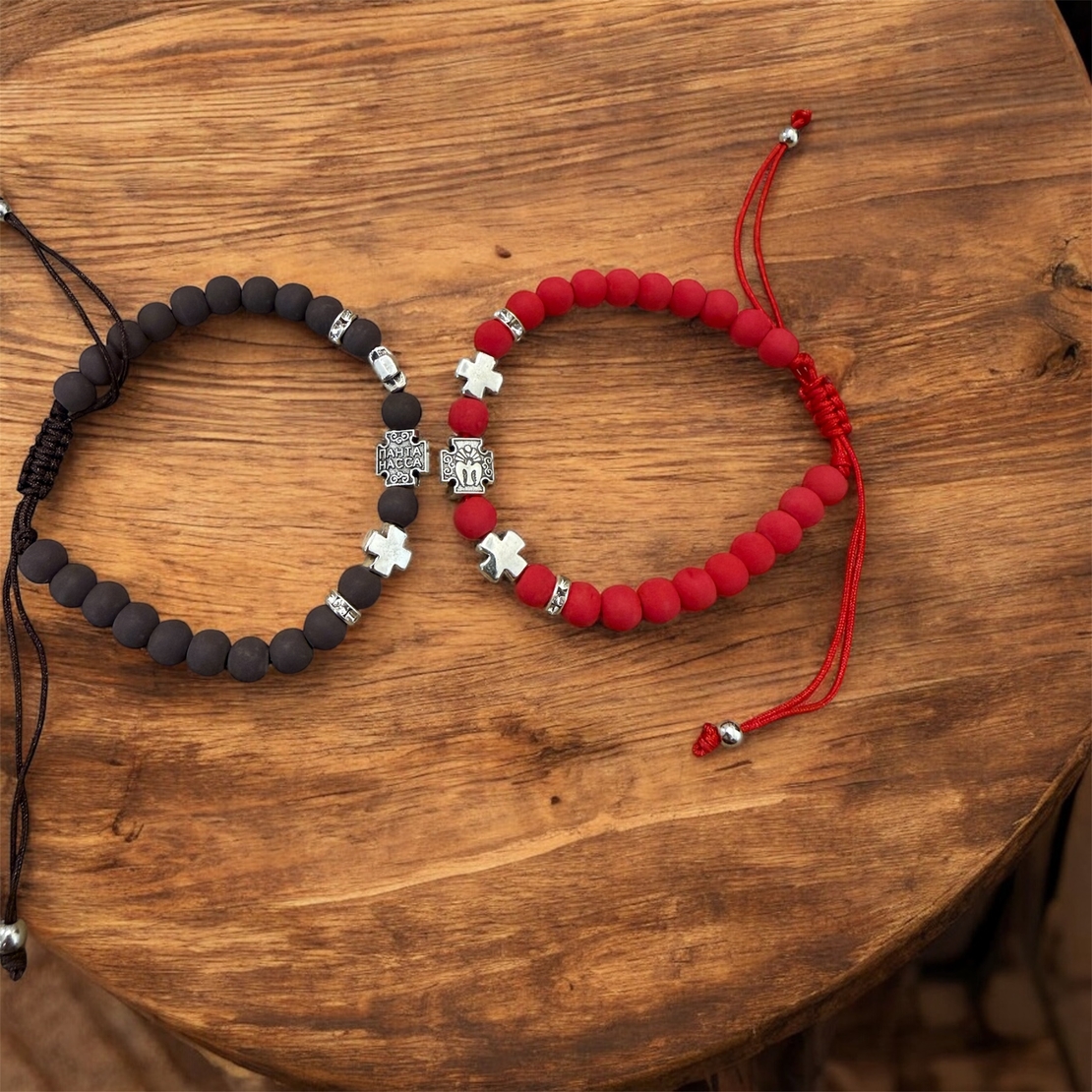 Православни гривни с кръстове – черна и червена Agia Pantanassa