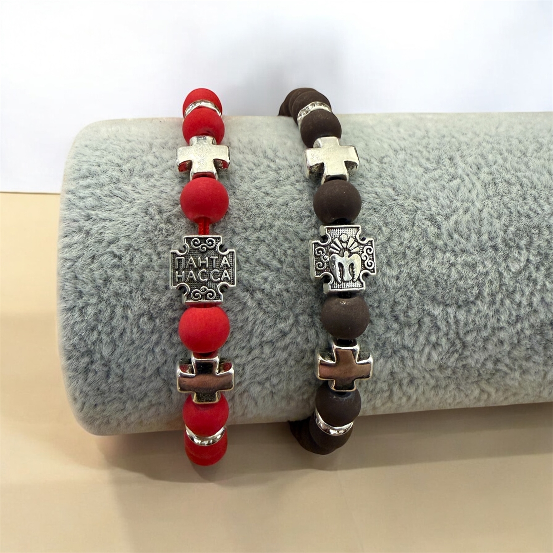 Православни гривни с кръстове – черна и червена Agia Pantanassa