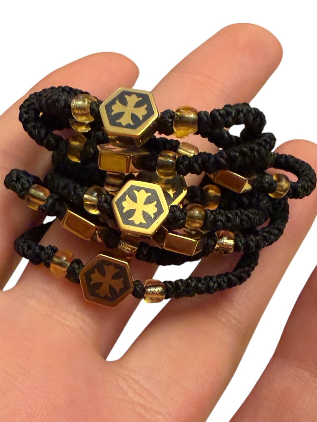 Православна плетена гривна с декоративен кръст