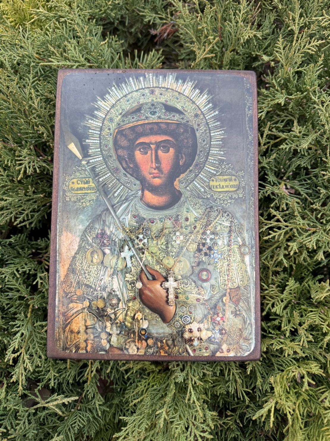 Икона на Св. Георги Победоносец – дървена, ръчна изработка