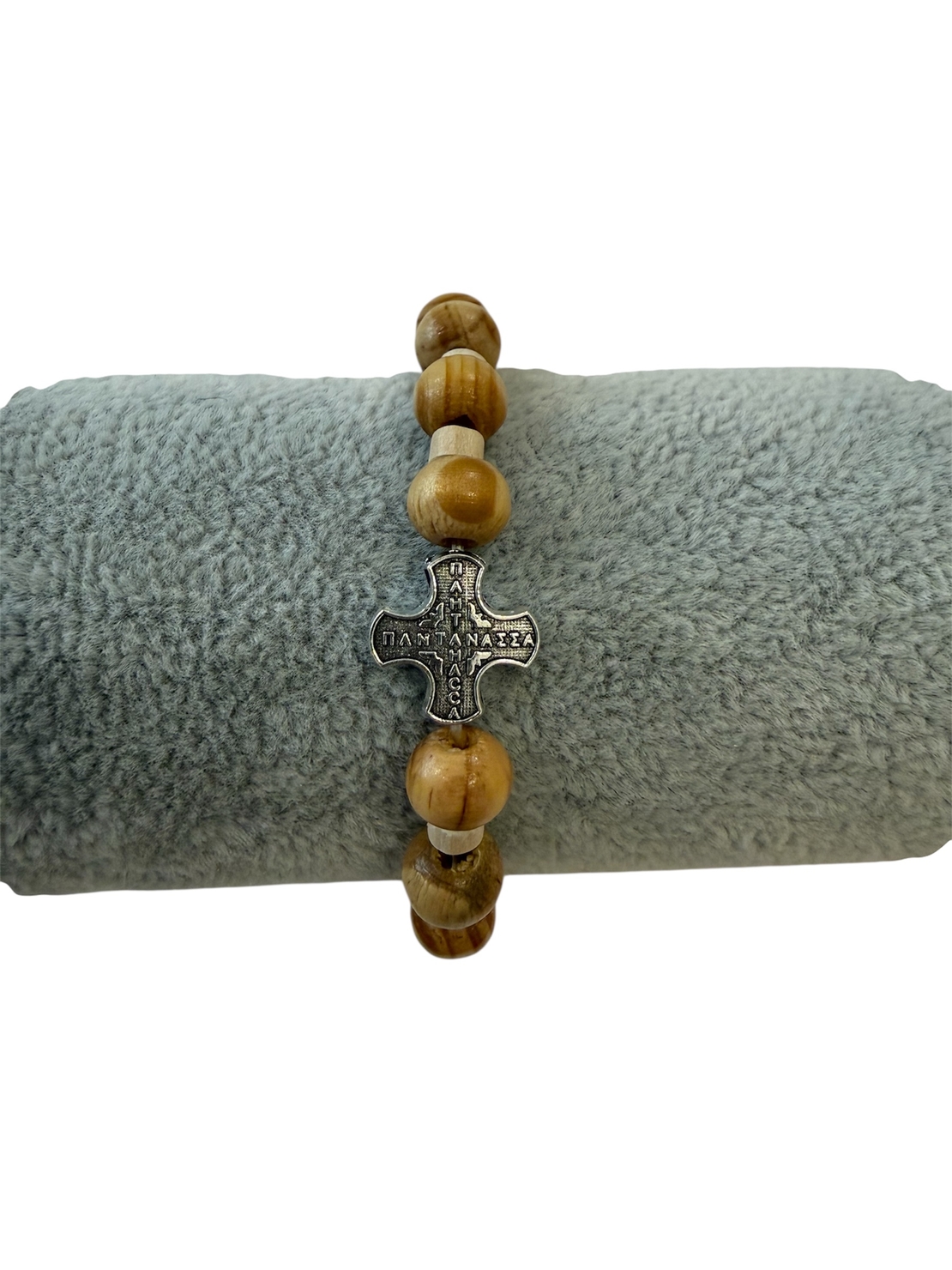 Гривна с дървени мъниста и метален кръст „Пантанаса“