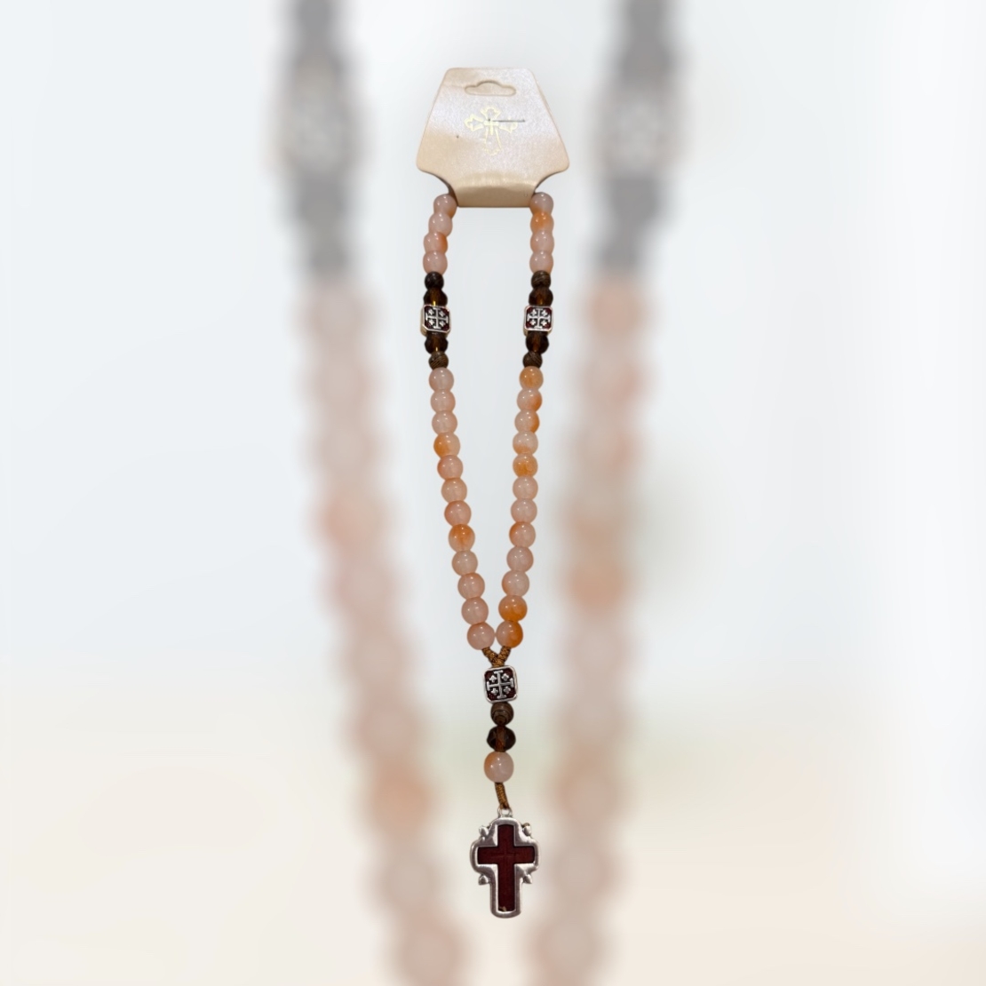 Православна броеница с естествени мъниста и кръст