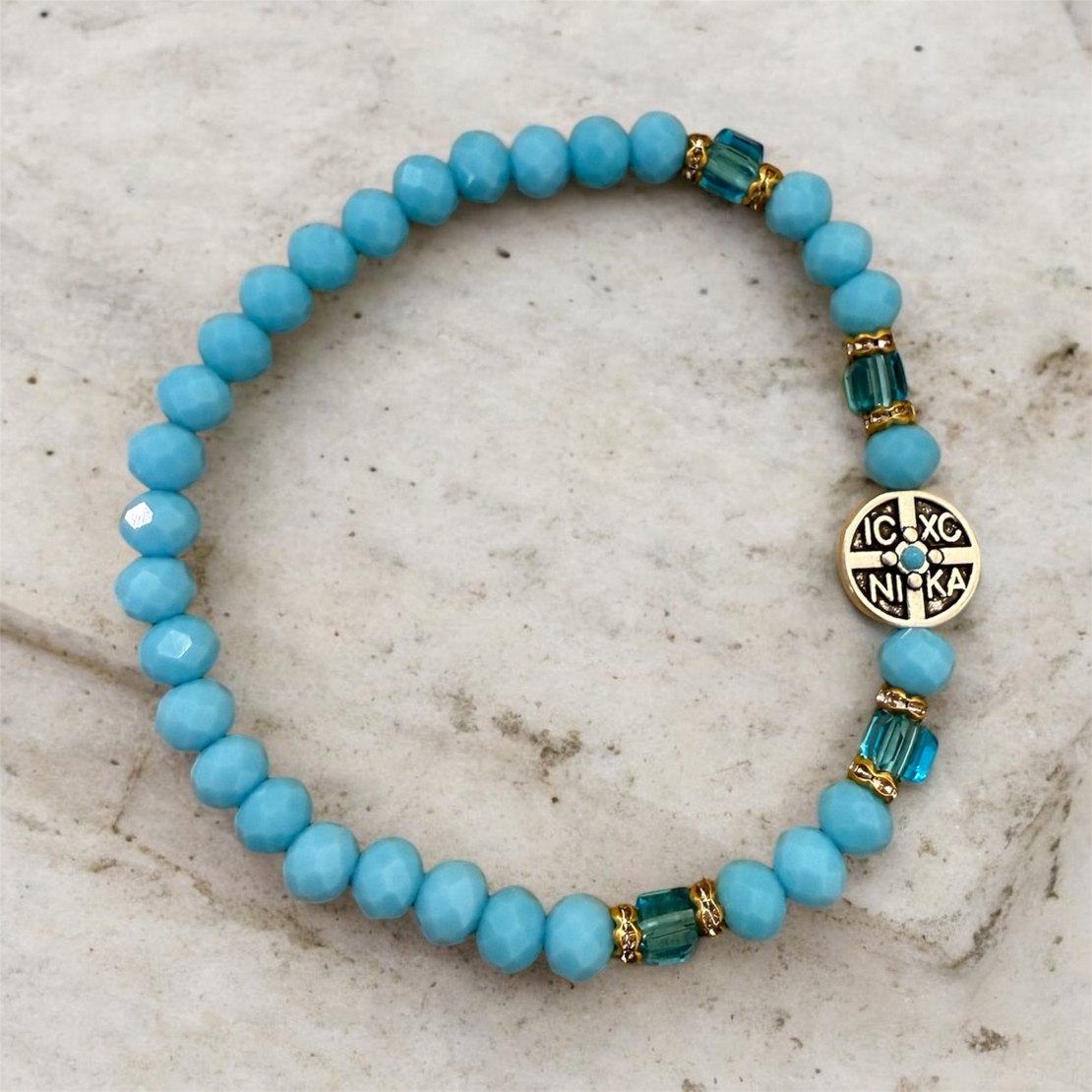 Православна гривна с медальон Исус Христос – син камък