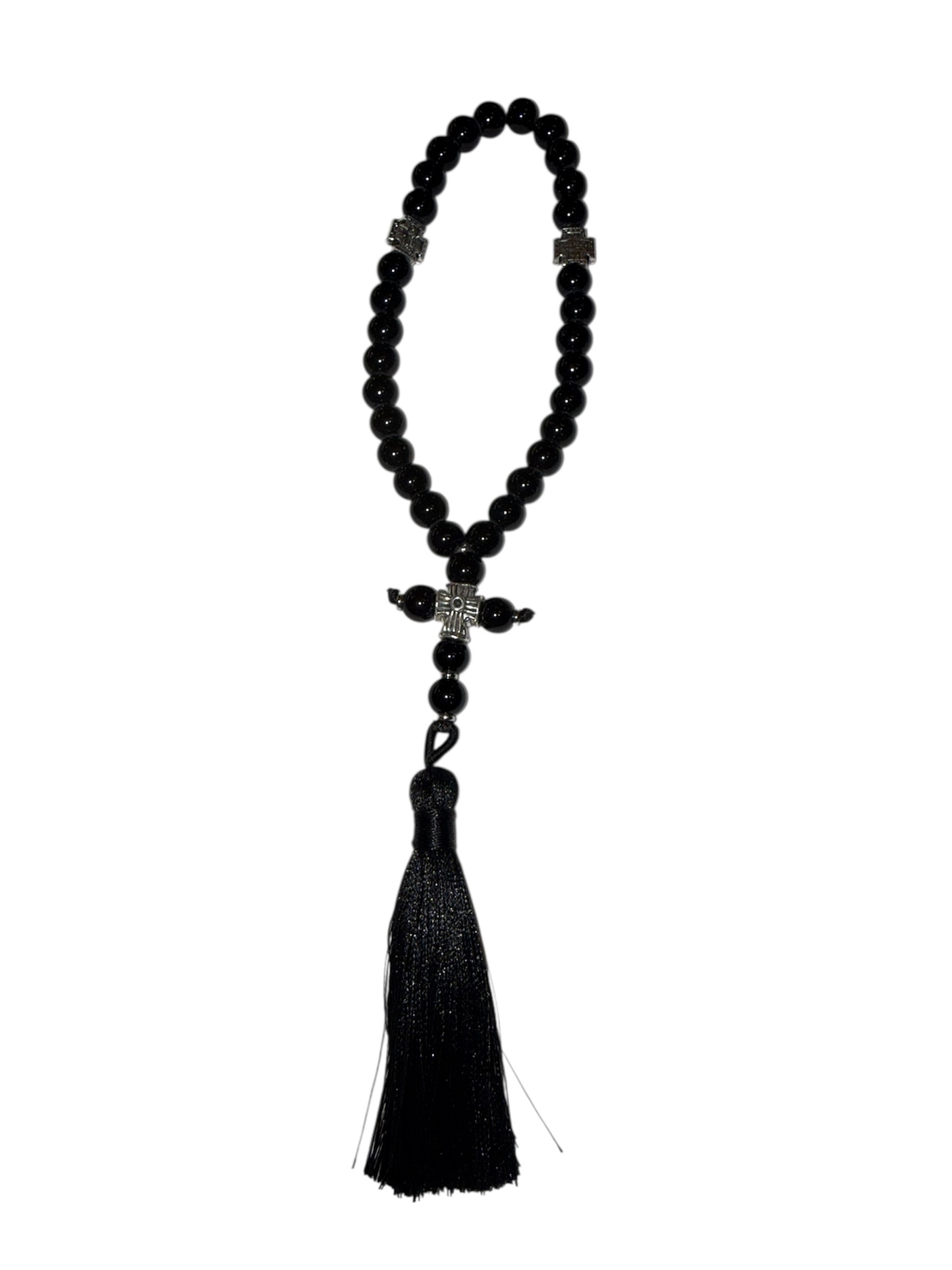 Православна броеница с черни мъниста и пискюл