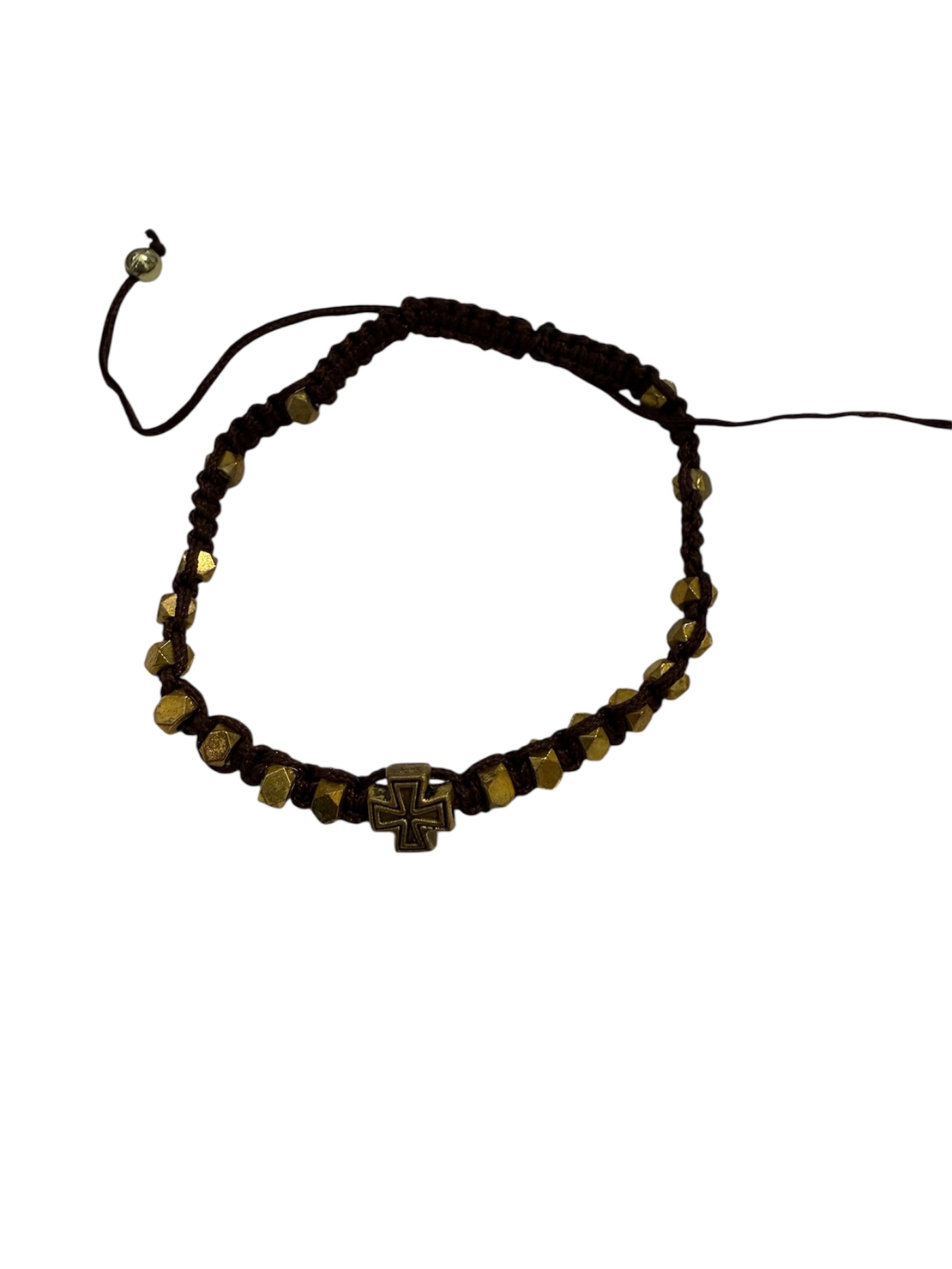 Плетена гривна със златисти елементи и кръст