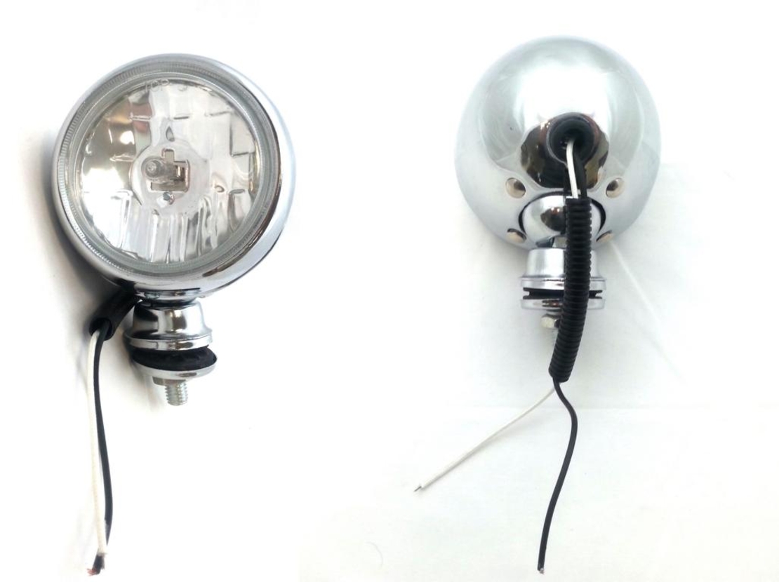 Комплект от 2бр. хромирани бели кръгли халогени 12v за кола ролбар 4x4 джип мотор 3.5 инча 9см