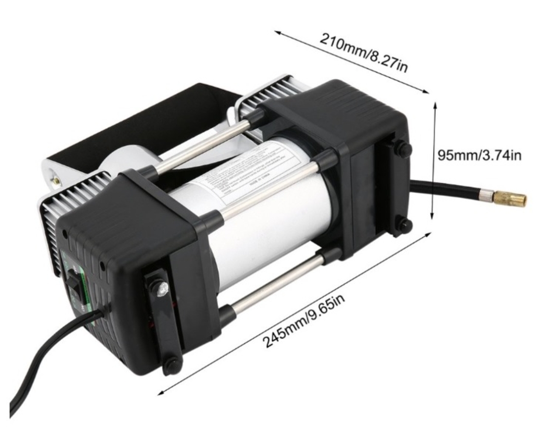 Компресор За Помпане На Гуми Двубутален Двуцилиндров Метален 12V 20A