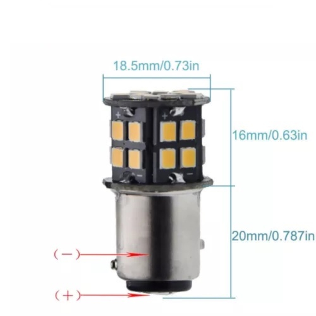 Комплект 2бр. LED Лед Крушки, 30 SMD, BAU15S 1156 (PY21W), 12V, оранжева светлина canbus, разминати пинове (150°)