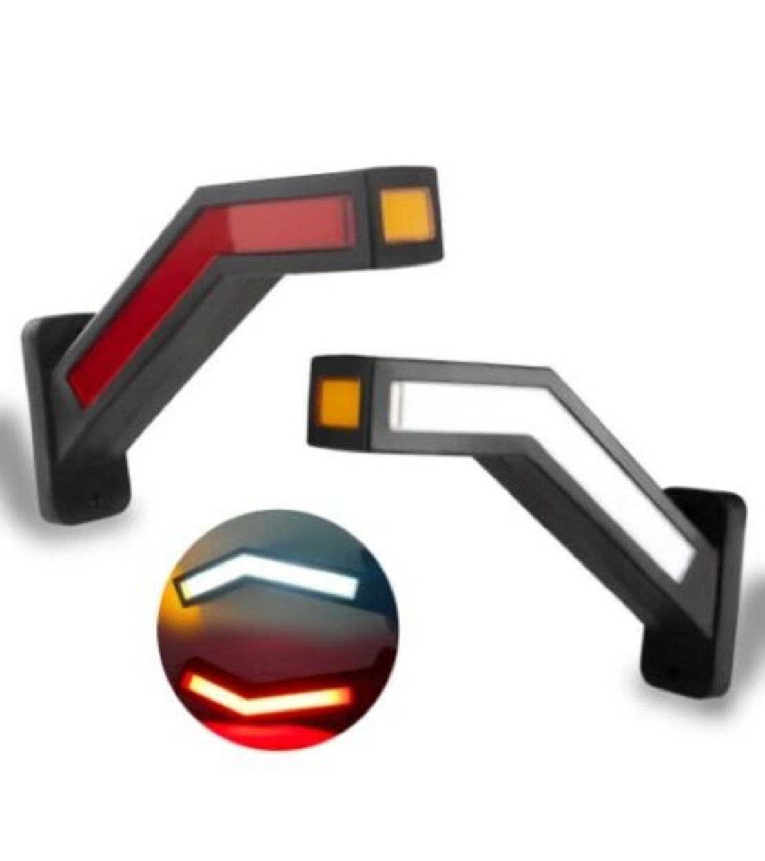 Комплект LED Габарити, Странични Светлини Тип Рогче, Неон Ефект, Бягащ Режим - 12V-24V - 22см - за камион, ремарке