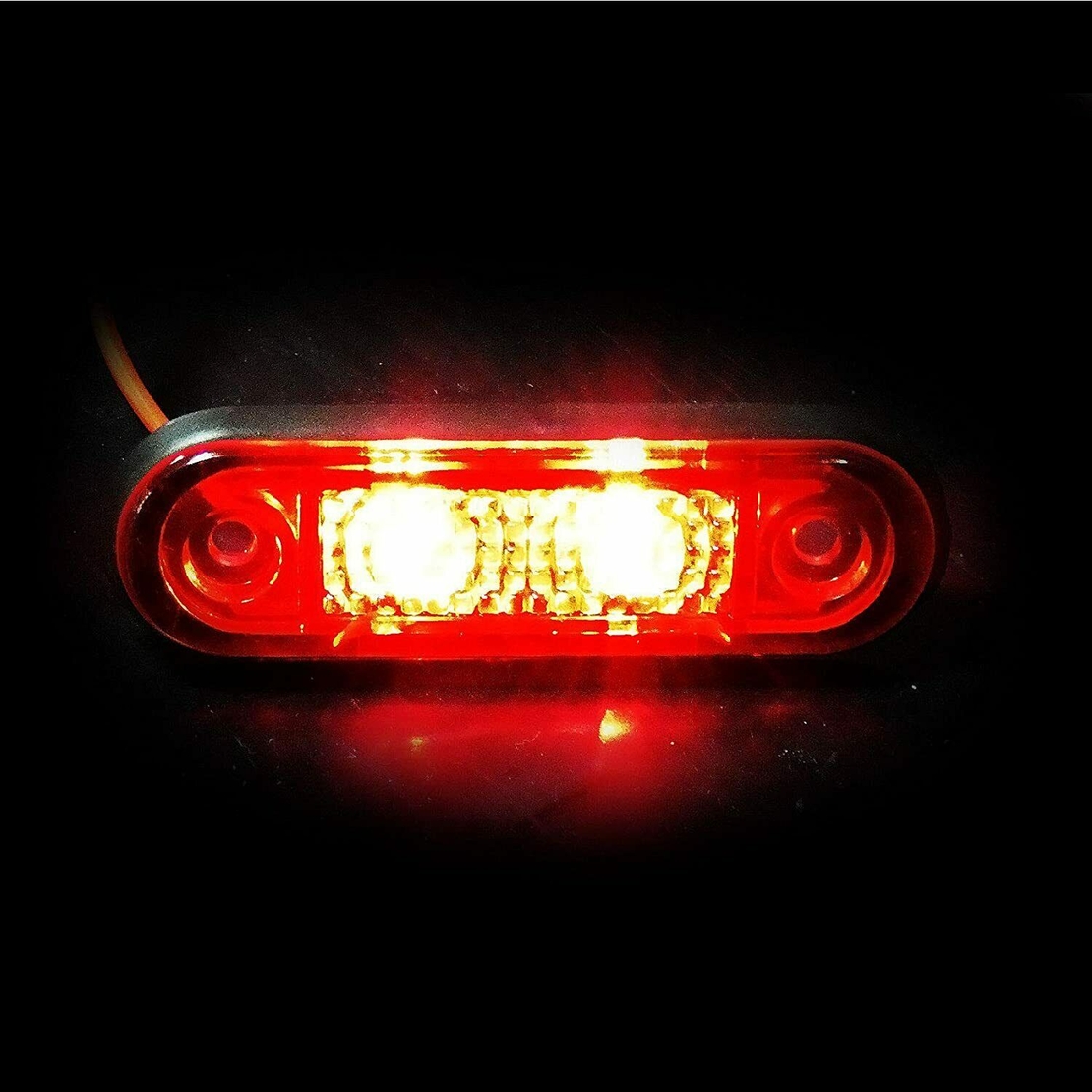 ЧЕРВЕН LED Заден Маркер Токос Габарит за Бус Платформа Камион Ремарке Автобус - 75 мм х 22мм - 12V