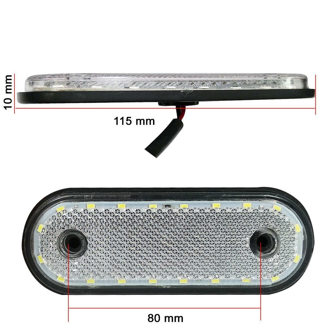 LED Габарит, Маркер, Токос - Бял, Червен, Жълт, 20 Диода - 12V - 24V - за камион бус, ван, каравана, платформа, кемпер