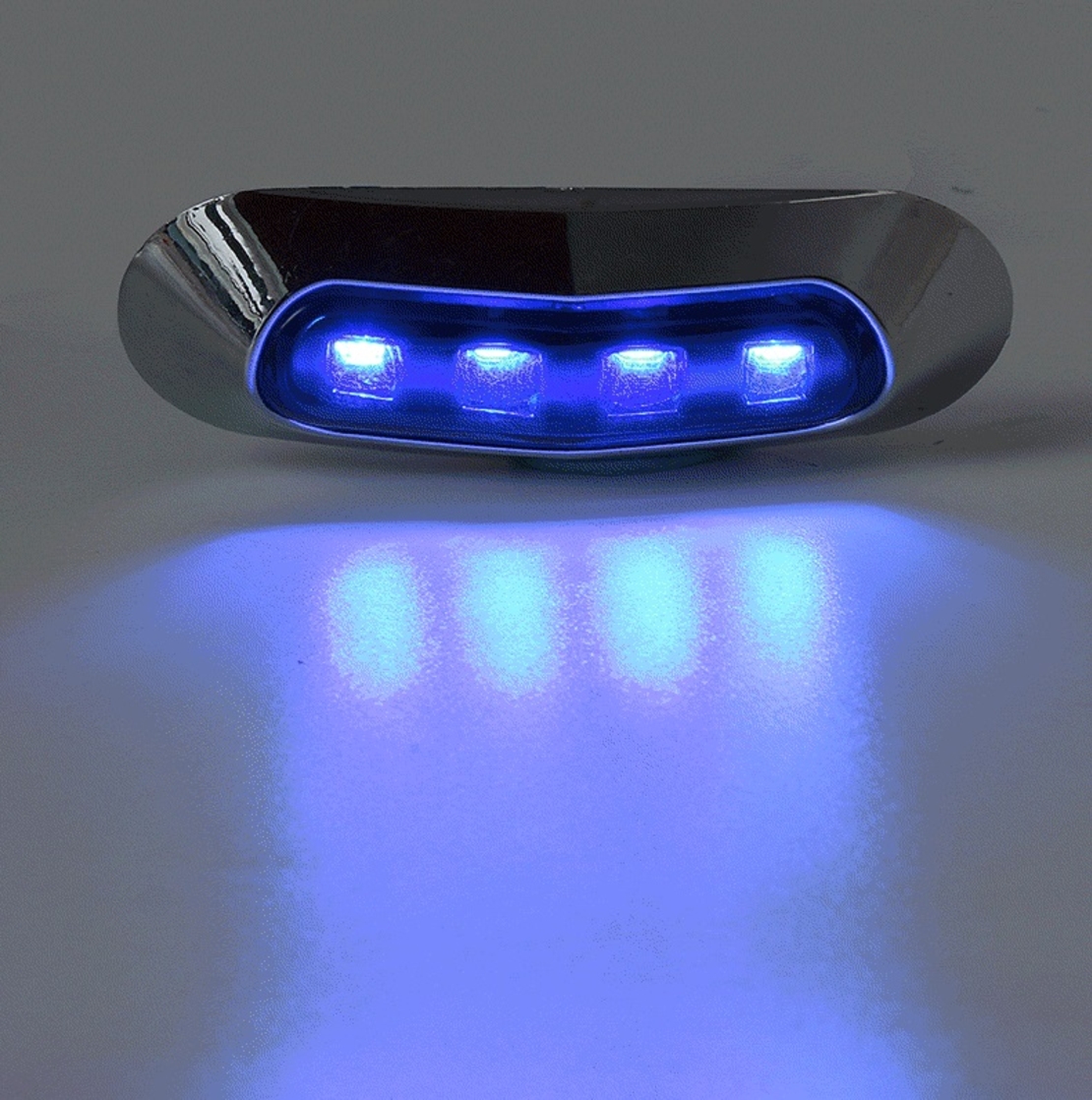 Син LED Габарит, Маркер, 4 диода, Хромирана рамка - 12V