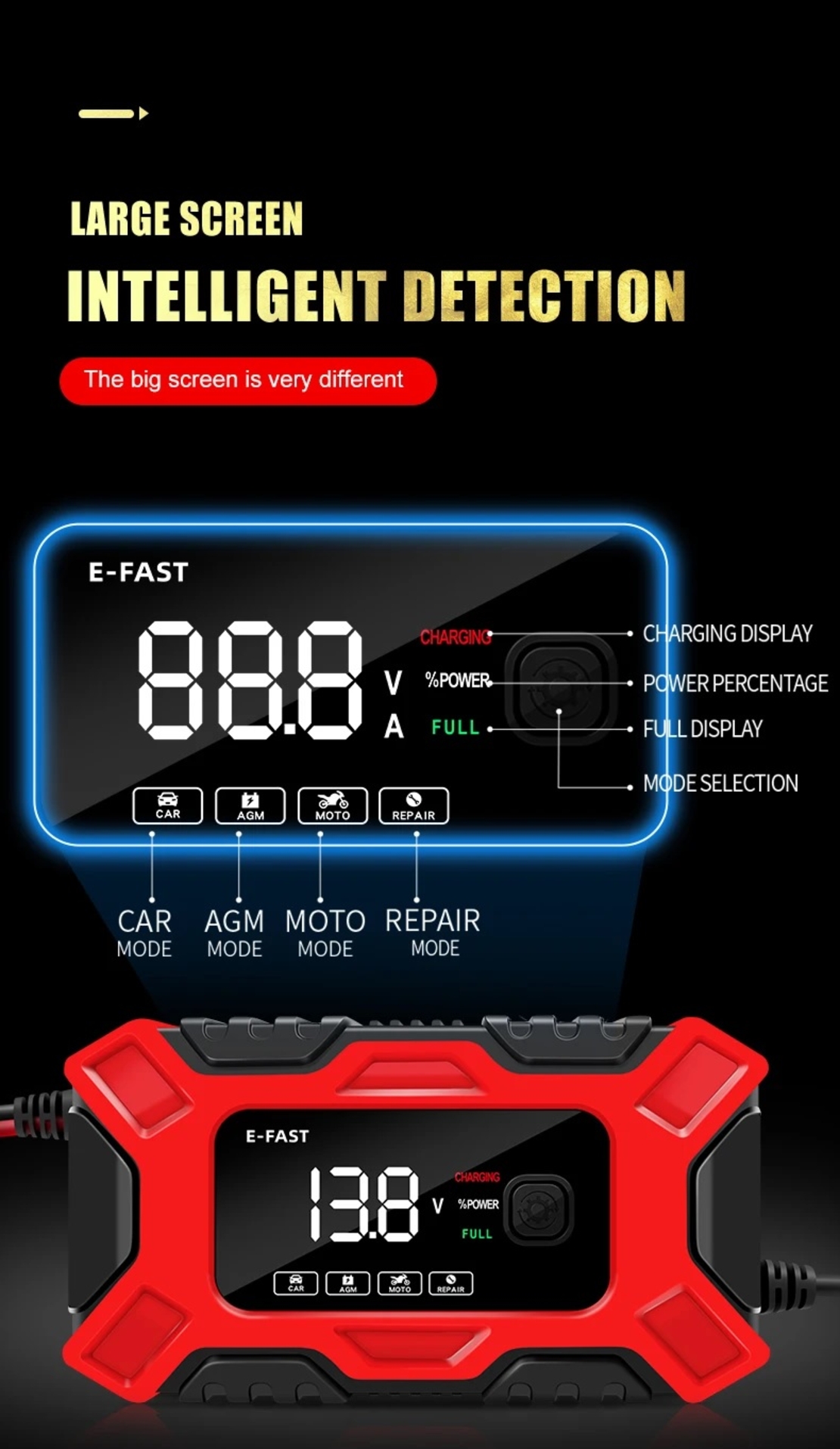 Автоматично Smart Смарт Импулсно Зарядно за Акумулатор 12V 6A