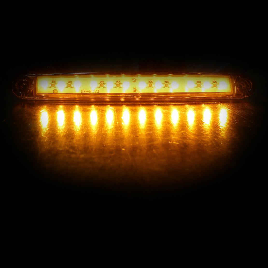 1 брой ЛЕД LED Оранжев Жълт Диоден Маркер Габарит Токос със 12 светодиода за камион ремарке бус ван каравана платформа 24V - MAR871