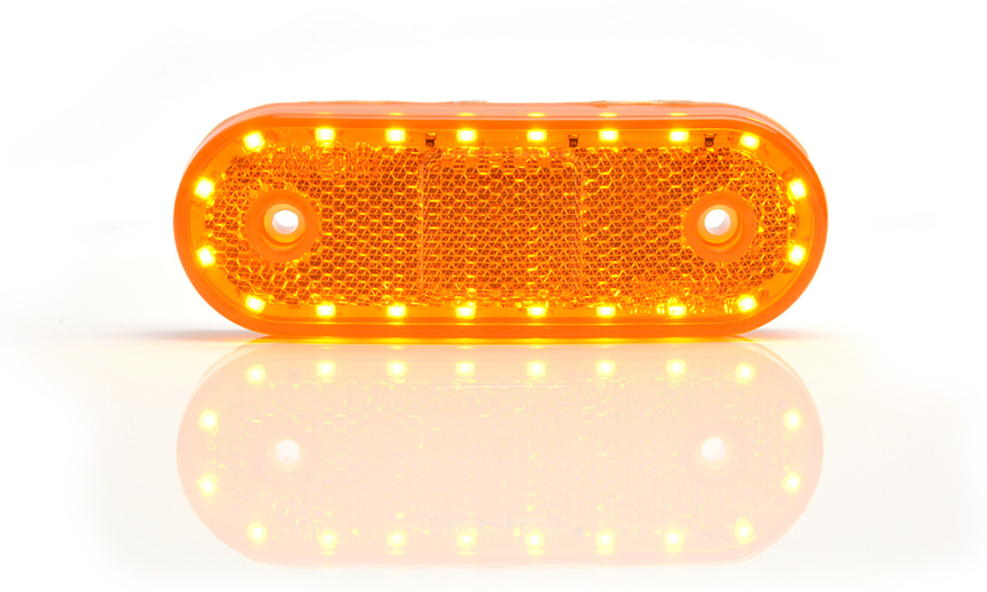 LED Светодиоден Мигач, Габарит Със Стойка, Маркер, Оранжев, Вграден Рефлектор, Е-Mark, Водоустойчив, 12V-24V PL0149