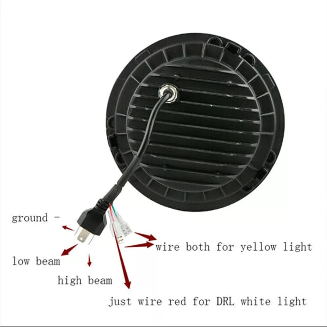 Универсален 7 инча 18см ЛЕД LED фар лампа халоген 12V-24V къси/дълги с DRL дневни светлини мигач бяло-жълто 6500lm за АТВ джип мотоциклет камион трактор и др.