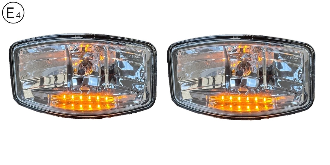 Комплект от 2 броя Халогени Фарове 12V-24V с крушка H7 + 6 ЖЪЛТИ LED габаритни светлини За Камион Трактор Багер Земеделски Машини и др.